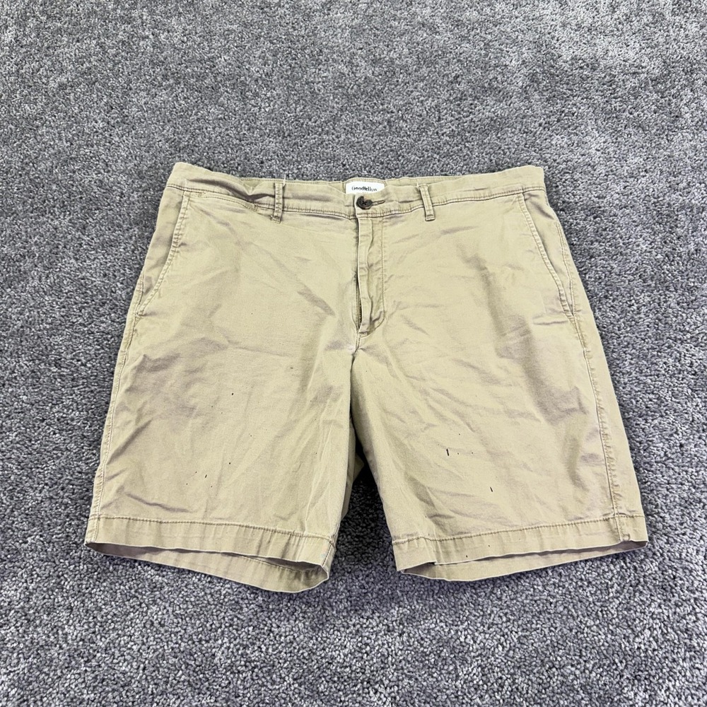 Goodfellow & Co Linden Shorts Mens 38 Beige Chino Stretch Pockets Casual Summer
